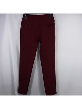 Burgundy Fleece Lined Pull On Skinny Pants No Size Tag